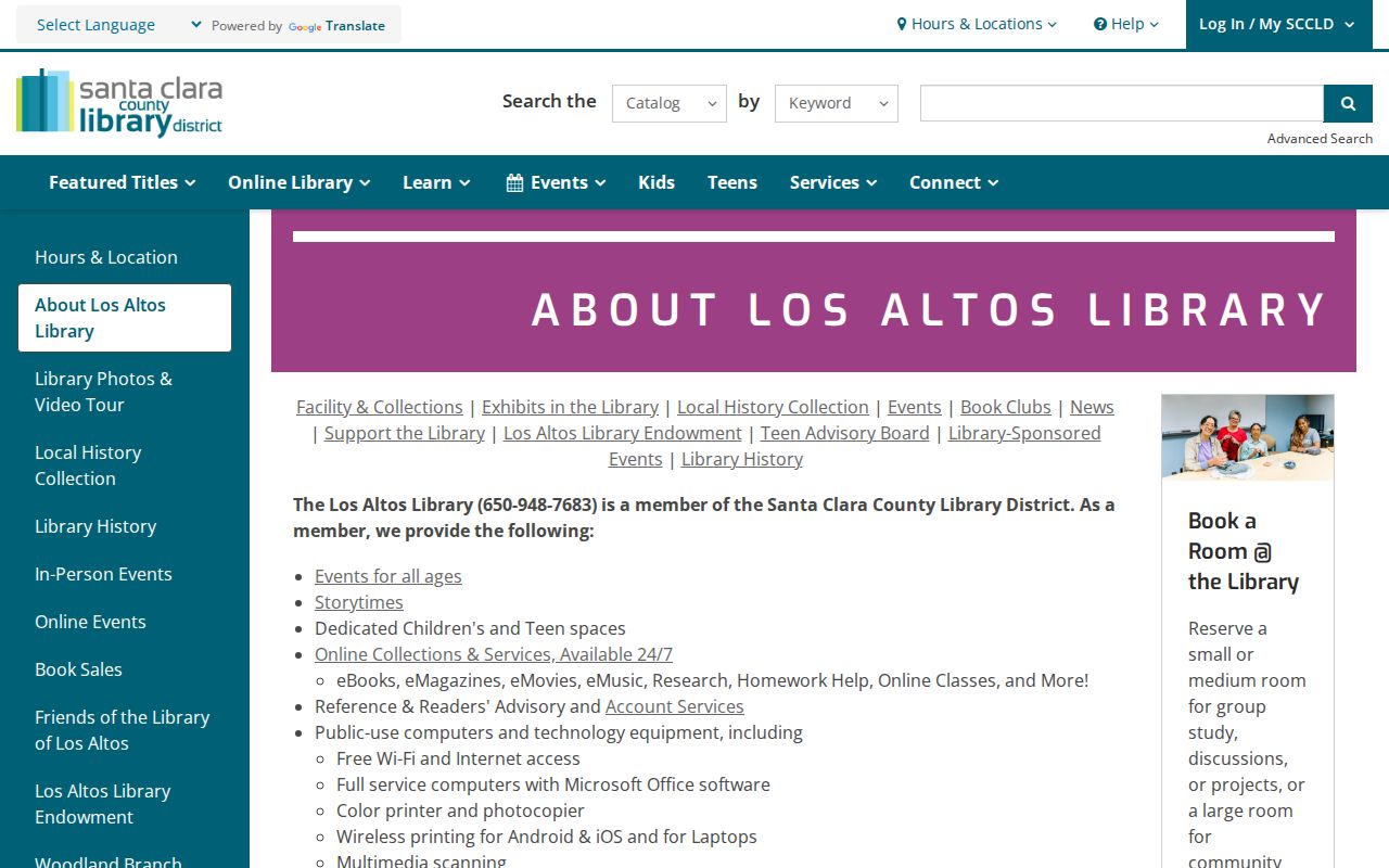 Los Altos residents directory view of Los Altos Library local-history holdings