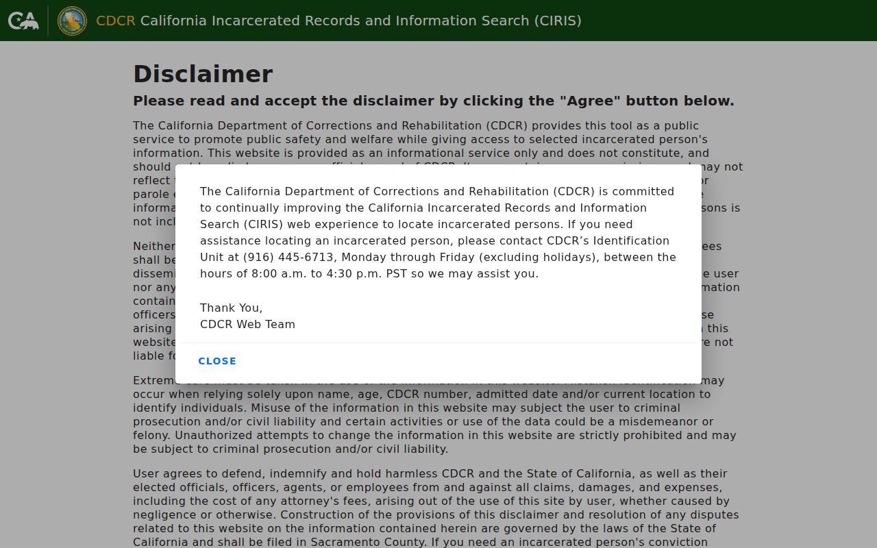 Los Altos resident lookup CDCR CIRIS search