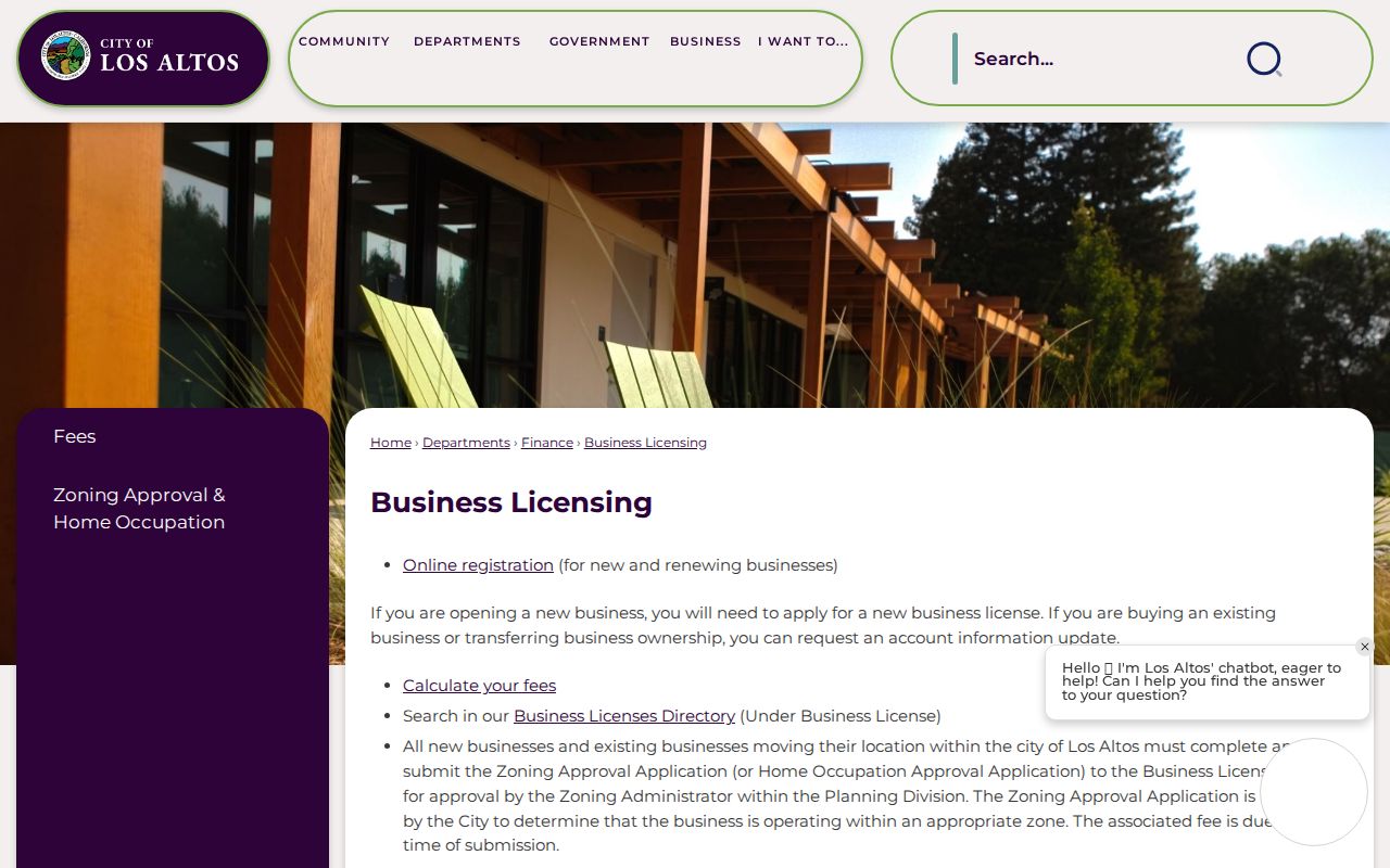 Los Altos ZIP code directory business licensing route